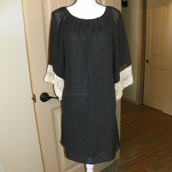 Lady's World Dresses & Skirts - BoHo Peasant Short Black Summer Dress XXL